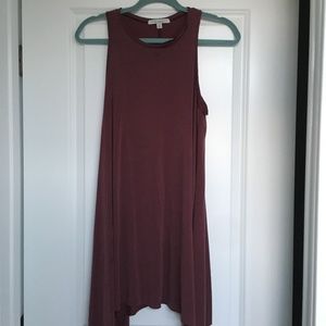 Green Envelope Plum High-Low Hem Sleeveless Dress